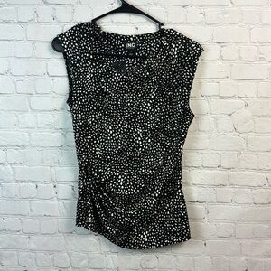 INC Black and White Side Ruched Top Size Small